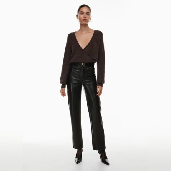 Size 8 😎 Aritzia Wilfred Melina Faux Leather High-Rise Straight-Leg Pant - Picture 2 of 6